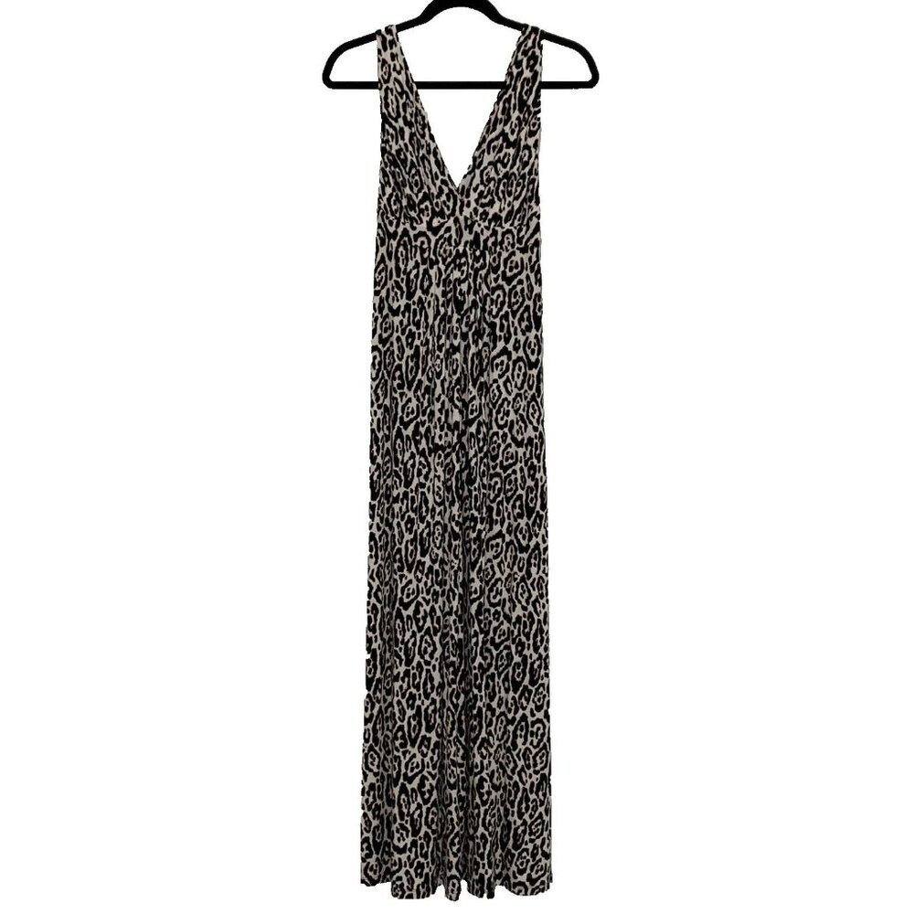 Tart Women's Flowy Leopard Animal Print V-Neck Empire Stretch Maxi Dress Size S